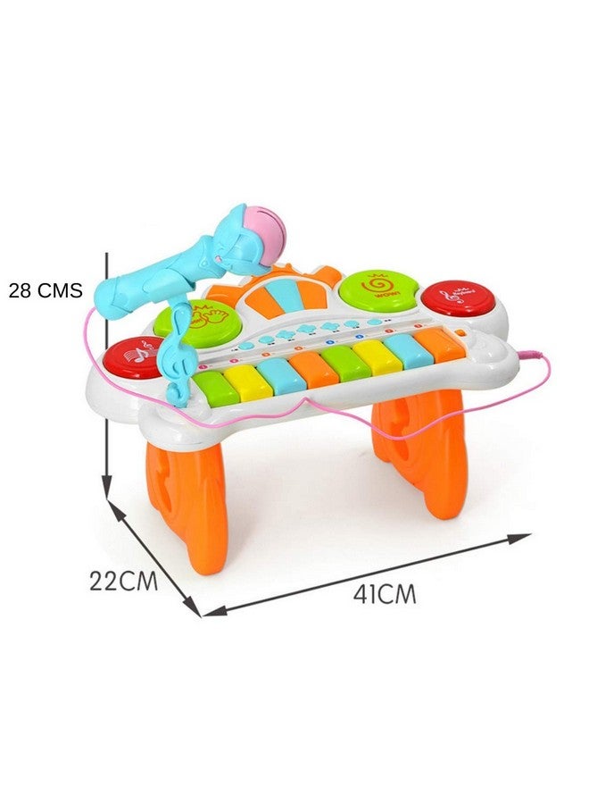 VikriDA 2 in 1 Kids Drum Set and Piano Toy with AUX Capability, Musical Instruments Playset Flash Light Toy with Adjustable Microphone, Toys for Boys and Girls - Image 4