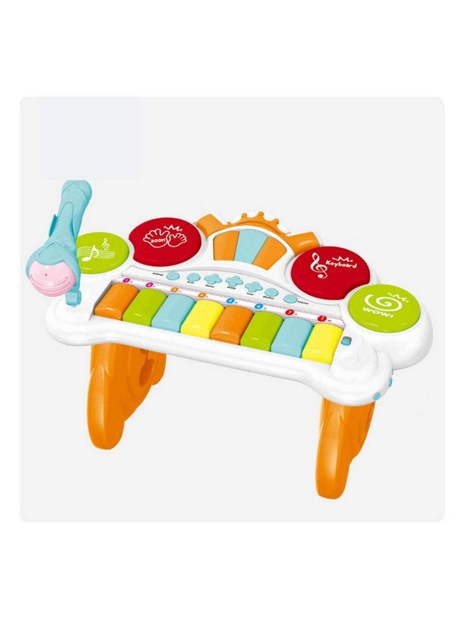 VikriDA 2 in 1 Kids Drum Set and Piano Toy with AUX Capability, Musical Instruments Playset Flash Light Toy with Adjustable Microphone, Toys for Boys and Girls - Image 2