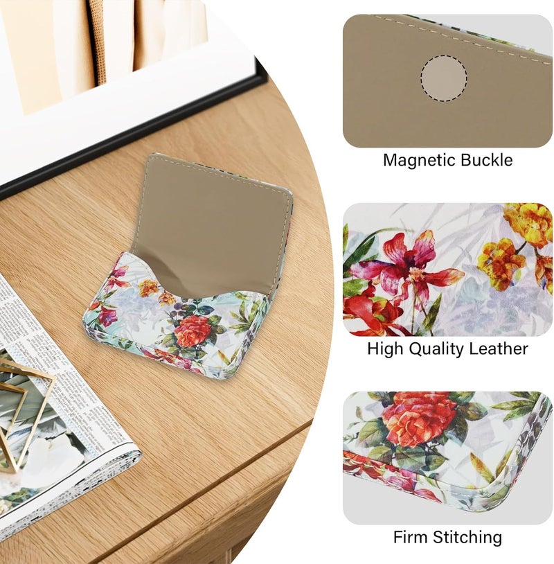 AI-DEE Business Card Holder，PU Leather Business Card Case Color Printing Pattern Card Holder Wallet，Pockets Magnetic Credit Card Holders for Men and Women - Flamingo - Image 2