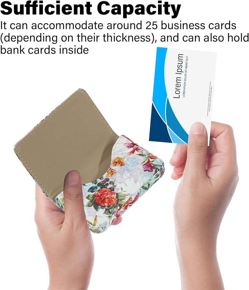 AI-DEE Business Card Holder，PU Leather Business Card Case Color Printing Pattern Card Holder Wallet，Pockets Magnetic Credit Card Holders for Men and Women - Flamingo - Image 3