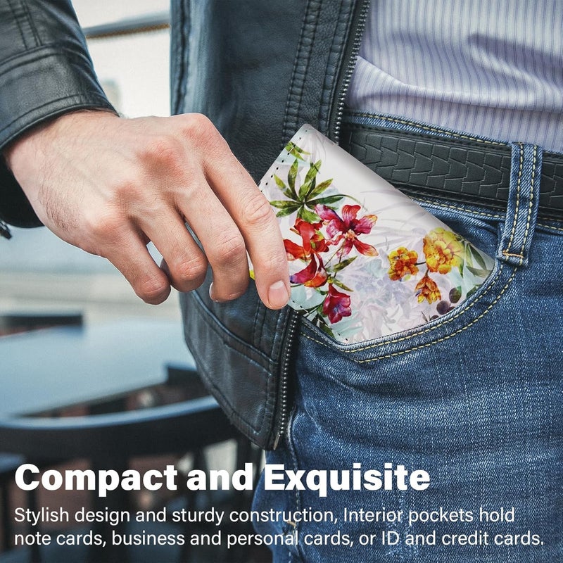 AI-DEE Business Card Holder，PU Leather Business Card Case Color Printing Pattern Card Holder Wallet，Pockets Magnetic Credit Card Holders for Men and Women - Flamingo - Image 5