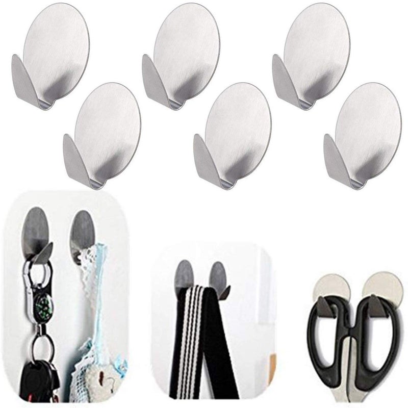 eSkube Multipurpose Small Stainless Steel Hooks Hanger for Wall self Adhesive 12 pcs Round - Image 3