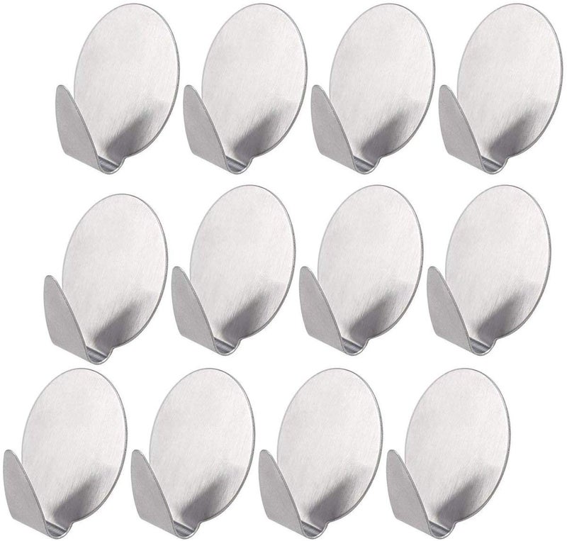 eSkube Multipurpose Small Stainless Steel Hooks Hanger for Wall self Adhesive 12 pcs Round - Image 1
