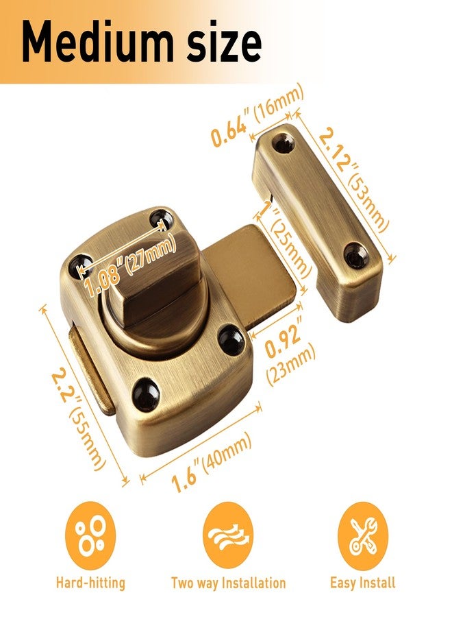 أليز مزلاج دوار Alise MS220C-Q، مزلاج بوابة، قفل أمان منزلق للباب، برونزي مصقول بالزيت - Image 2