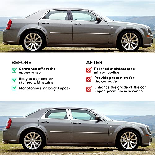 BASIKER Car Door Chrome Pillar Covers Trim Fit for 2005-2010 Chrysler 300 300c Body Exterior Parts Window Trim Molding 304 Stainless Steel - Image 5