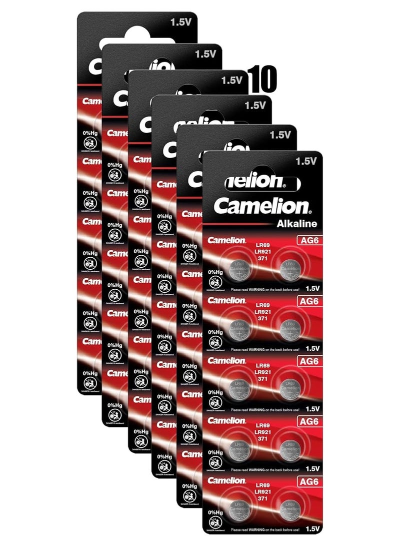 كاميليون بطاريات خلوية قلوية AG6/LR69/LR921/371 - عبوة من 10 قطع - Image 1