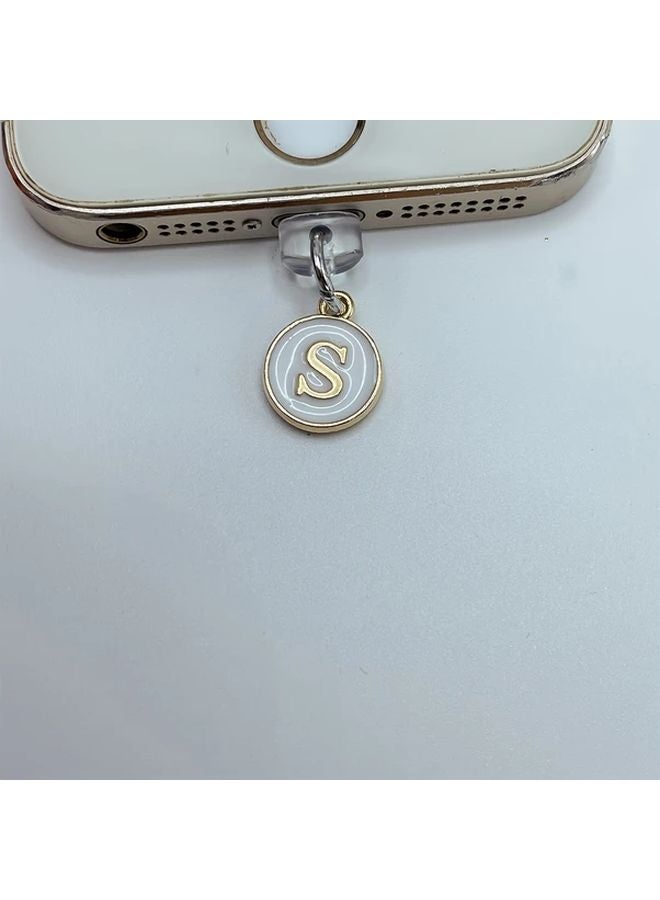 White Letter S Dust Plug For iPhone Type C Alloy Port Protector - Image 1
