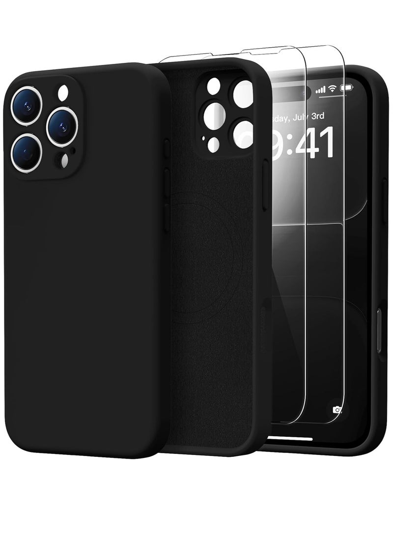 ELTRAZONE iPhone 16 Pro Max Case with 2 Screen Protectors – Liquid Silicone Protective Phone Case (6.9") – Compatible with MagSafe – Upgraded Camera Protection – Black - Image 1