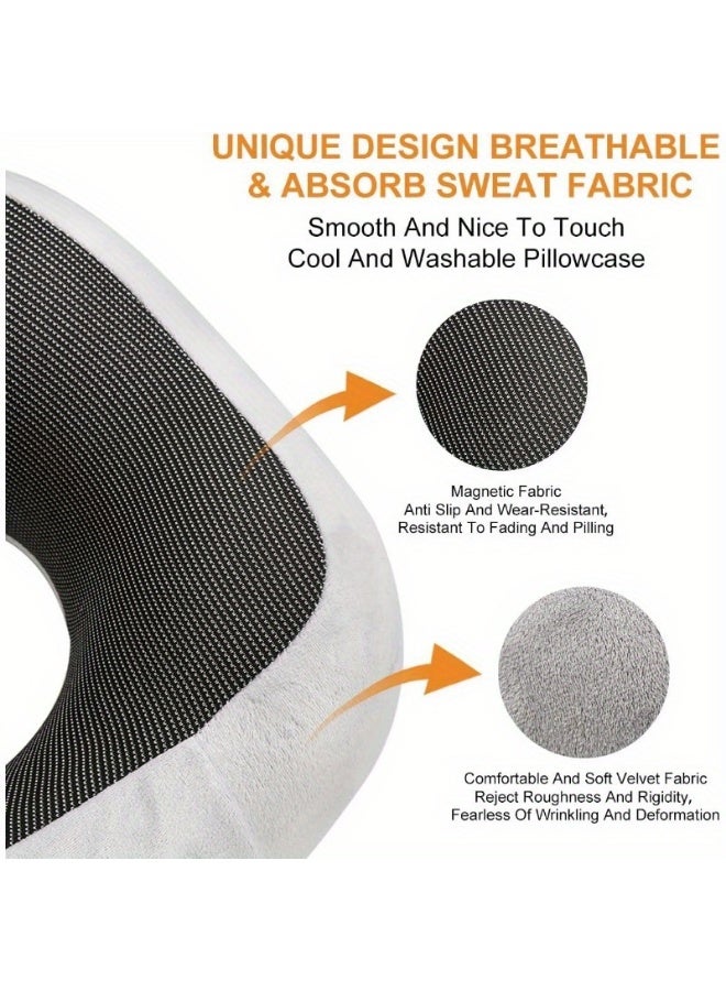 Travel Neck Pillow 100% Pure Memory Foam,  Neck Pillows for Sleeping, Neck Pillow for Travel Comfortable U Shape, Portable Ergonomic Design for Traveling、Car、Washable Cover(Grey) - Image 3