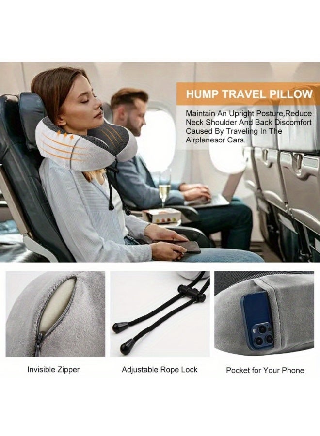 Travel Neck Pillow 100% Pure Memory Foam,  Neck Pillows for Sleeping, Neck Pillow for Travel Comfortable U Shape, Portable Ergonomic Design for Traveling、Car、Washable Cover(Grey) - Image 4