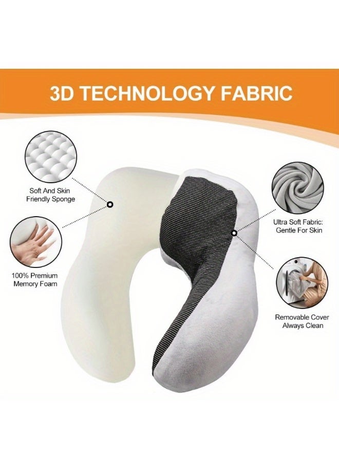 Travel Neck Pillow 100% Pure Memory Foam,  Neck Pillows for Sleeping, Neck Pillow for Travel Comfortable U Shape, Portable Ergonomic Design for Traveling、Car、Washable Cover(Grey) - Image 5