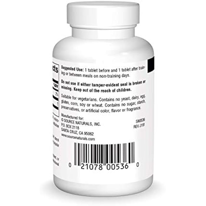 Source Naturals Gamma Oryzanol, Athletic Series Dietary Supplement Suitable for Vegetarians, 60 MG - 200 Tablets - Image 2