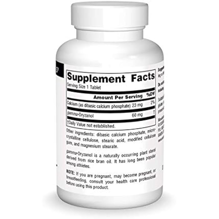 Source Naturals Gamma Oryzanol, Athletic Series Dietary Supplement Suitable for Vegetarians, 60 MG - 200 Tablets - Image 3