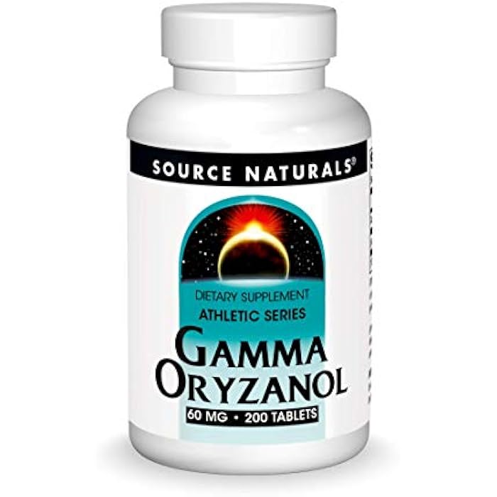 Source Naturals Gamma Oryzanol, Athletic Series Dietary Supplement Suitable for Vegetarians, 60 MG - 200 Tablets - Image 1