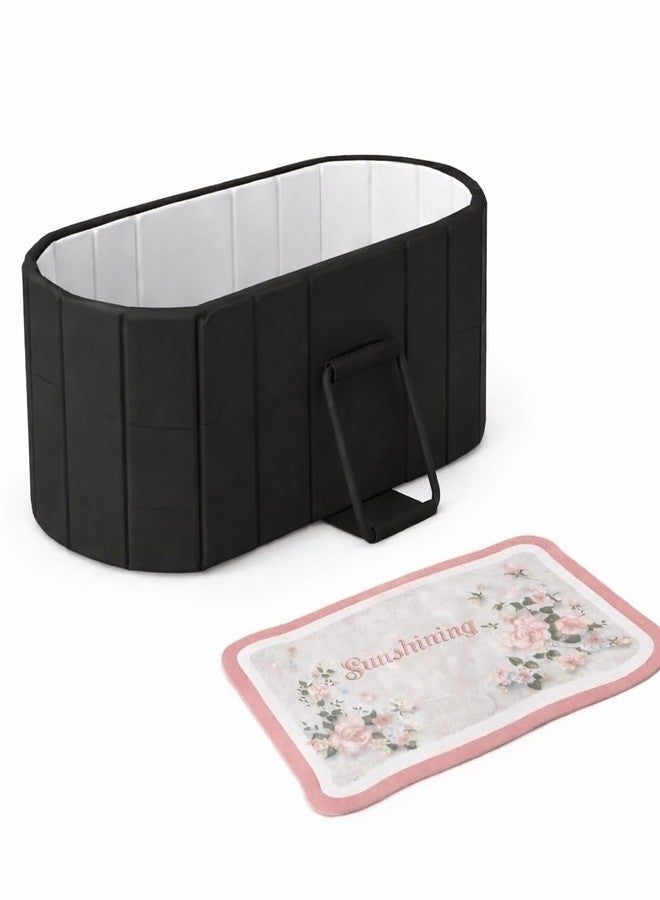 Hevasnek Portable Bathtub For Adults, Foldable Large Bath Tub For Bathroom With Mat, Ice Bath Tub For Hot And Cold Therapy, (Black) - Image 1