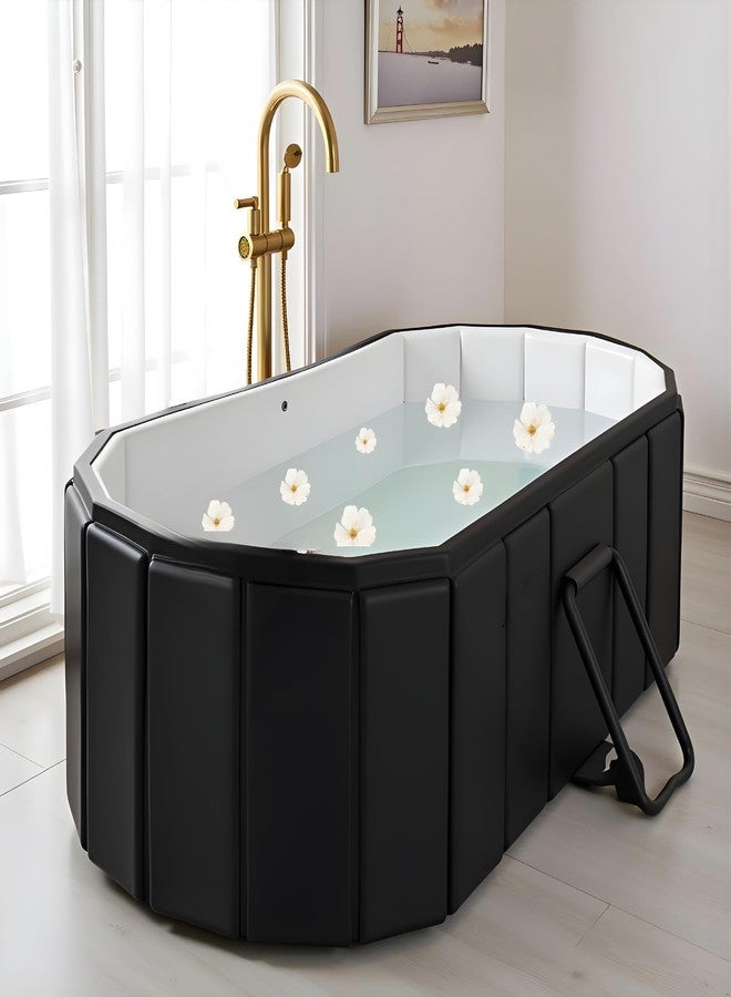 Hevasnek Portable Bathtub For Adults, Foldable Large Bath Tub For Bathroom With Mat, Ice Bath Tub For Hot And Cold Therapy, (Black) - Image 3