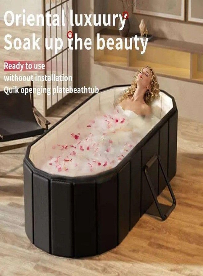 Hevasnek Portable Bathtub For Adults, Foldable Large Bath Tub For Bathroom With Mat, Ice Bath Tub For Hot And Cold Therapy, (Black) - Image 2