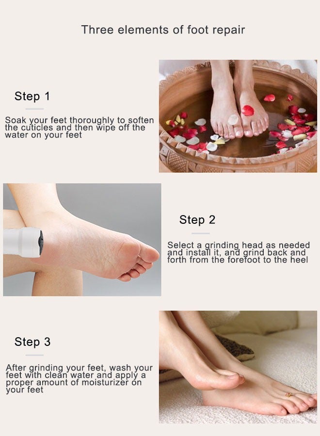 Super ZYouth Electric Callus Remover for Feet Rechargeable Grinding Pedicure Tools Foot Care Callus Remover Kit with 3 Roller Heads for Removing Cracked and Dead Skin  - Image 5