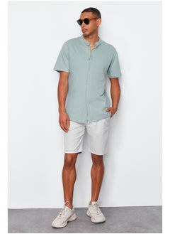 trendyol قميص صيفي محبوك بأكمام قصيرة وياقة كلاسيكية وقصة Slim Fit من Mint TMNSS22GO0025  - Image 1