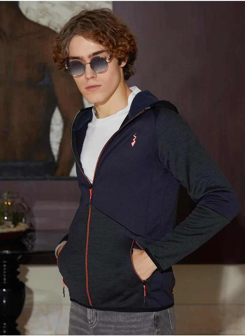 Campus Sutra Men's Granite Black Zip-Front Activewear Jacket