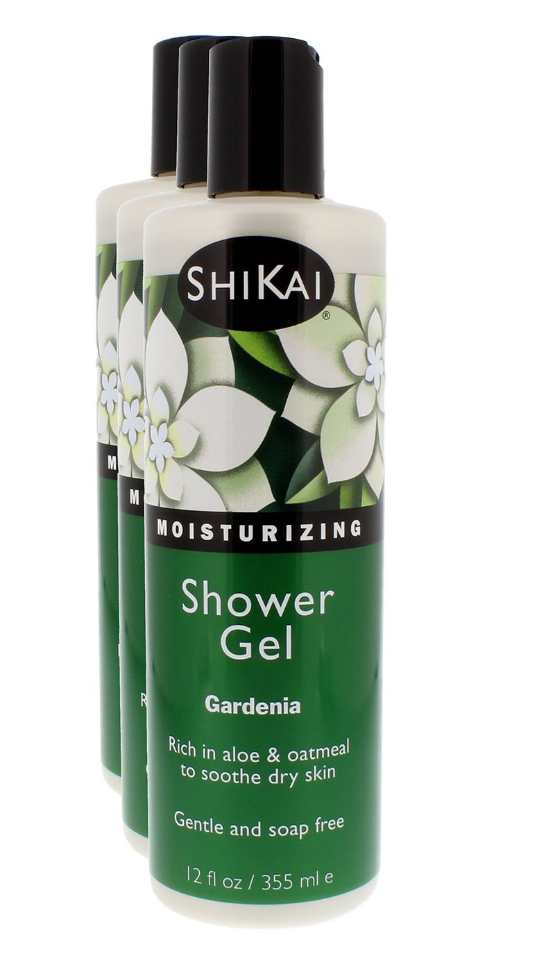 Shikai Daily Moisturizing Shower Gel Rich in Aloe Vera Oatmeal That Leaves Skin Noticeably Softer Healthier Relief For Dry Skin Gentle SoapFree Formula Gardenia 12 Ounces Pack of 3