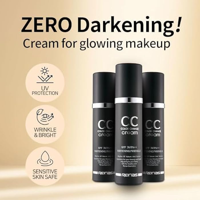 Ronas CC Color Change Cream SPF38 PA+++ UV Protection Sunscreen Foundation Makeup base Korean Aesthetic Cosmetics 1.69 Fl oz - Image 2