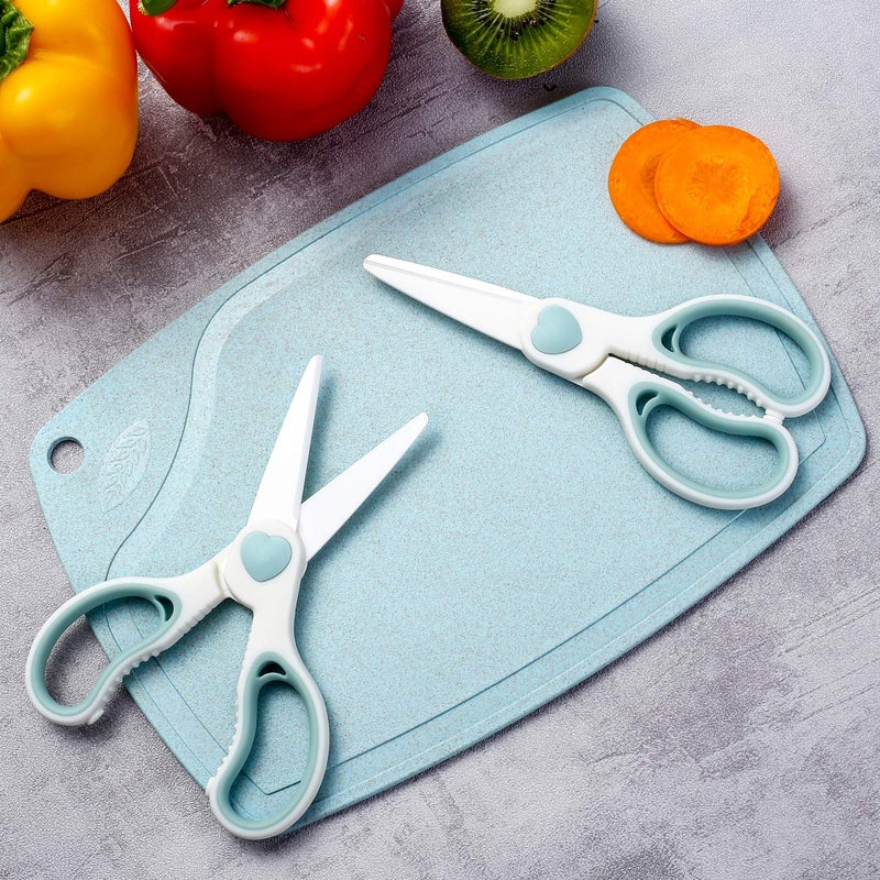 WELLSTAR Ceramic Scissors for Baby Food by WELLSTAR, Safety Healthy BPA Free Portable Toddler Shears with Protective Blade Cover and Travel Case, 2 Pack - Image 3
