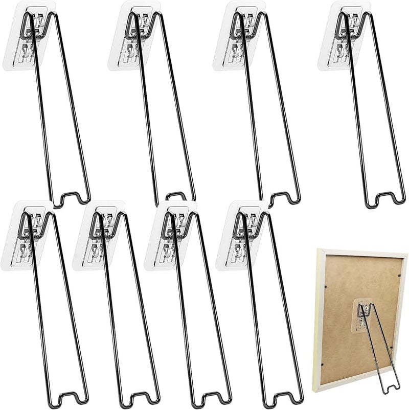 Black Iron Frame Brackets 8 Pcs Self Adhesive Foldable Easel Stand 22 36 Cm - Image 1