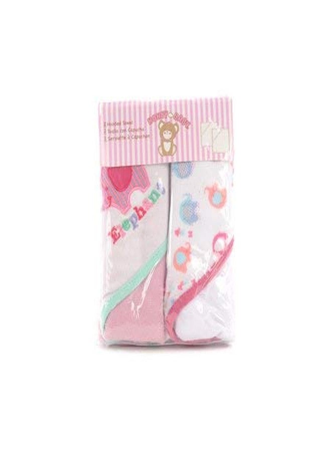 Mummamia Pure Mercerised Cotton Baby Hooded Towel Pack of 2 - Gift Pack (Elephant Pink) - Image 1