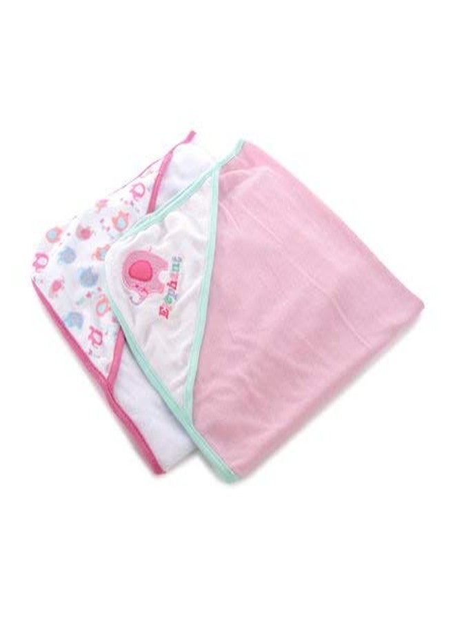 Mummamia Pure Mercerised Cotton Baby Hooded Towel Pack of 2 - Gift Pack (Elephant Pink) - Image 2