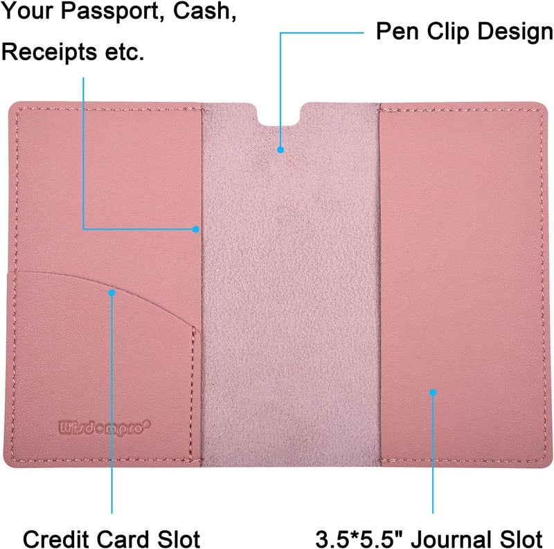 Wisdompro Journal Cover, 2 Pack PU Leather Notebook Cover for Field Notes,or Other 3.5" x 5.5" Pocket Notebooks - Pink - Image 5