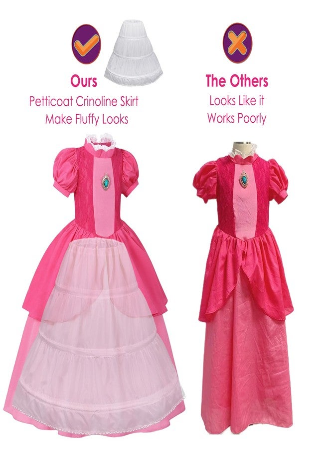 Popuid Girls Princess Costume Dress with Crown Gloves Wand Handbag, Funny Kids Video Game Theme Party Halloween Outfits (7-8 Years old) - Image 3