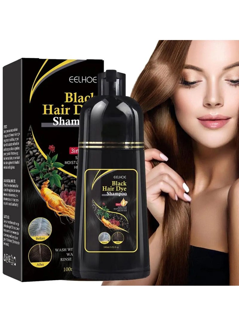 EELHOE Instant Black Hair Dye Shampoo for Women MEIDU Hair Color Shampoo Gray Hair For Men- 100% Gray Coverage - Herbal Ingredients 3 in 1 Black Hair Dye - Image 1