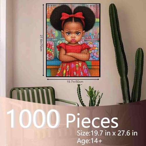 Tucocoo Pouty Little Afro Bun Girl 1000 Pieces Puzzle Colorful Candy Store Jigsaw Puzzle for Adults African Girl Puzzles for Challenging Family Activity Games DIY Crafts Puzzle for Home Decor Gifts - Image 5