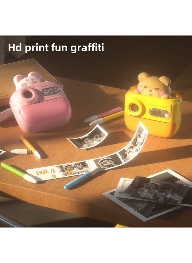 Generic Children's Polaroid Digital Puzzle Printing Camera Cartoon HD Photography Video Mini Camera Small SLR-Color:Radish Head ]  - Image 3