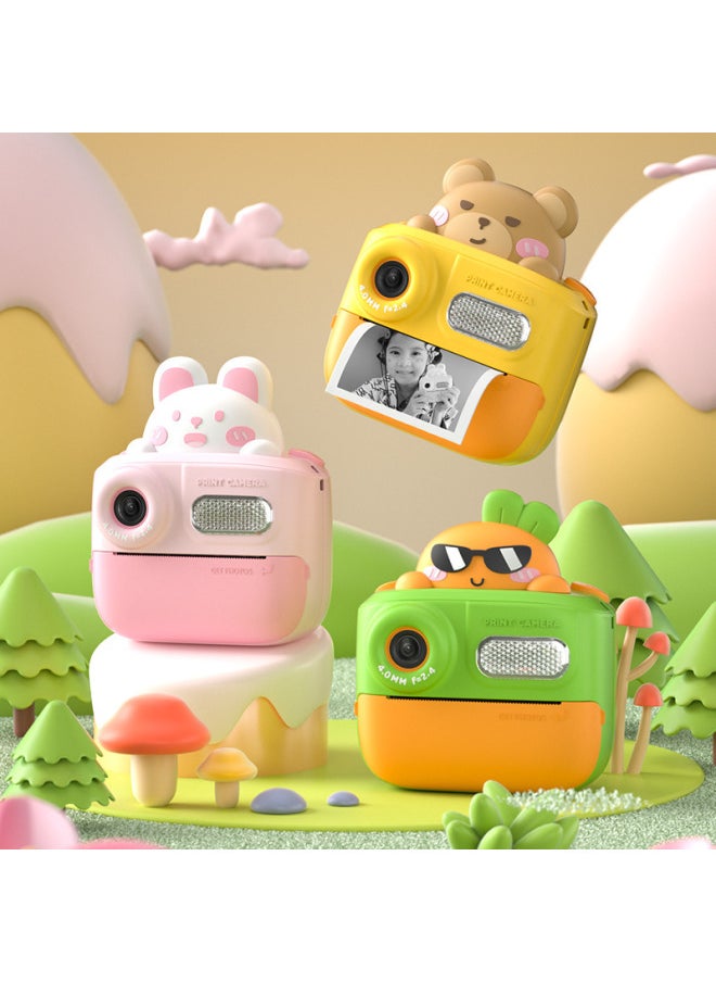 Generic Children's Polaroid Digital Puzzle Printing Camera Cartoon HD Photography Video Mini Camera Small SLR-Color:Radish Head ]  - Image 2