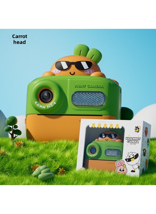 Generic Children's Polaroid Digital Puzzle Printing Camera Cartoon HD Photography Video Mini Camera Small SLR-Color:Radish Head ]  - Image 1