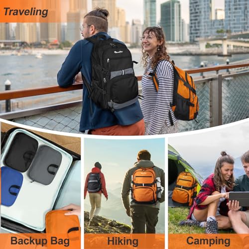 Seektop Lightweight Travel Backpack for Men Women, Multiple Pockets 40L Hiking Backpack Foldable Carry on Backpack for Outdoor Camping Sport Leisure (Blue) - Image 3