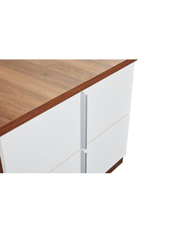 DANUBE HOME Allano Night Stand Multifunctional Bedside Table Space Saving Nightstand End Table Storage Modern Design Furnitures For Bedroom L 60 x W 39 x H 45.5 cm Dark Walnut & White - Image 5