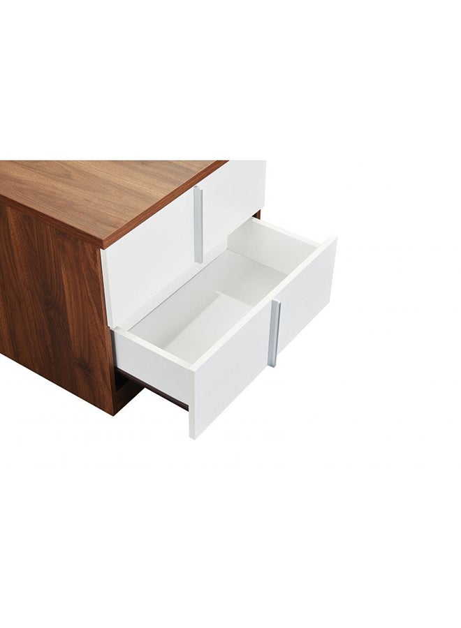 DANUBE HOME Allano Night Stand Multifunctional Bedside Table Space Saving Nightstand End Table Storage Modern Design Furnitures For Bedroom L 60 x W 39 x H 45.5 cm Dark Walnut & White - Image 4