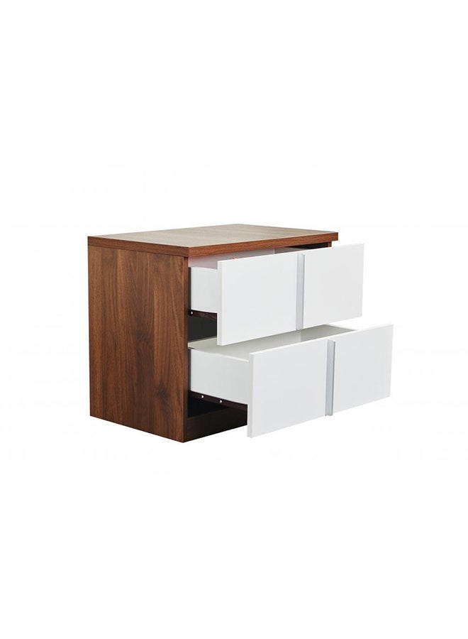 DANUBE HOME Allano Night Stand Multifunctional Bedside Table Space Saving Nightstand End Table Storage Modern Design Furnitures For Bedroom L 60 x W 39 x H 45.5 cm Dark Walnut & White - Image 2