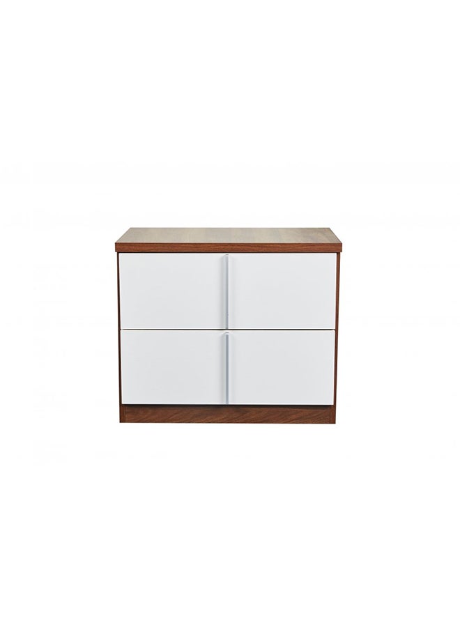 DANUBE HOME Allano Night Stand Multifunctional Bedside Table Space Saving Nightstand End Table Storage Modern Design Furnitures For Bedroom L 60 x W 39 x H 45.5 cm Dark Walnut & White - Image 3