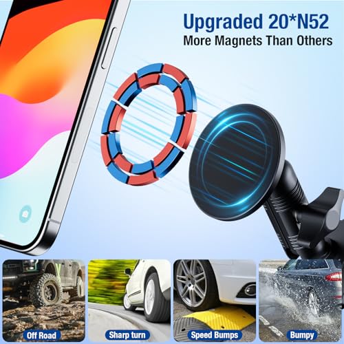 Surfcabin CNC Vent Phone Holder, Magnetic Air Vent Phone Holder Cradles Mount Compatible with F150 2015-2020 & Super Duty F250 F350 F450 2017-2021, Full Metal Bracket for Most CellPhones - Image 4