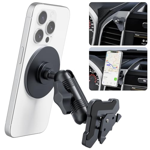 Surfcabin CNC Vent Phone Holder, Magnetic Air Vent Phone Holder Cradles Mount Compatible with F150 2015-2020 & Super Duty F250 F350 F450 2017-2021, Full Metal Bracket for Most CellPhones - Image 1