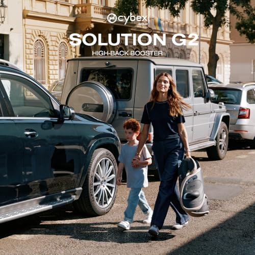 cybex مقعد تعزيز عالي الظهر قابل للطي Cybex Solution G2 - خفيف الوزن، مناسب للسفر، تركيب قفل صلب، حماية جانبية من الصدمات، قابل لتعديل الارتفاع، أسود قمر - Image 2