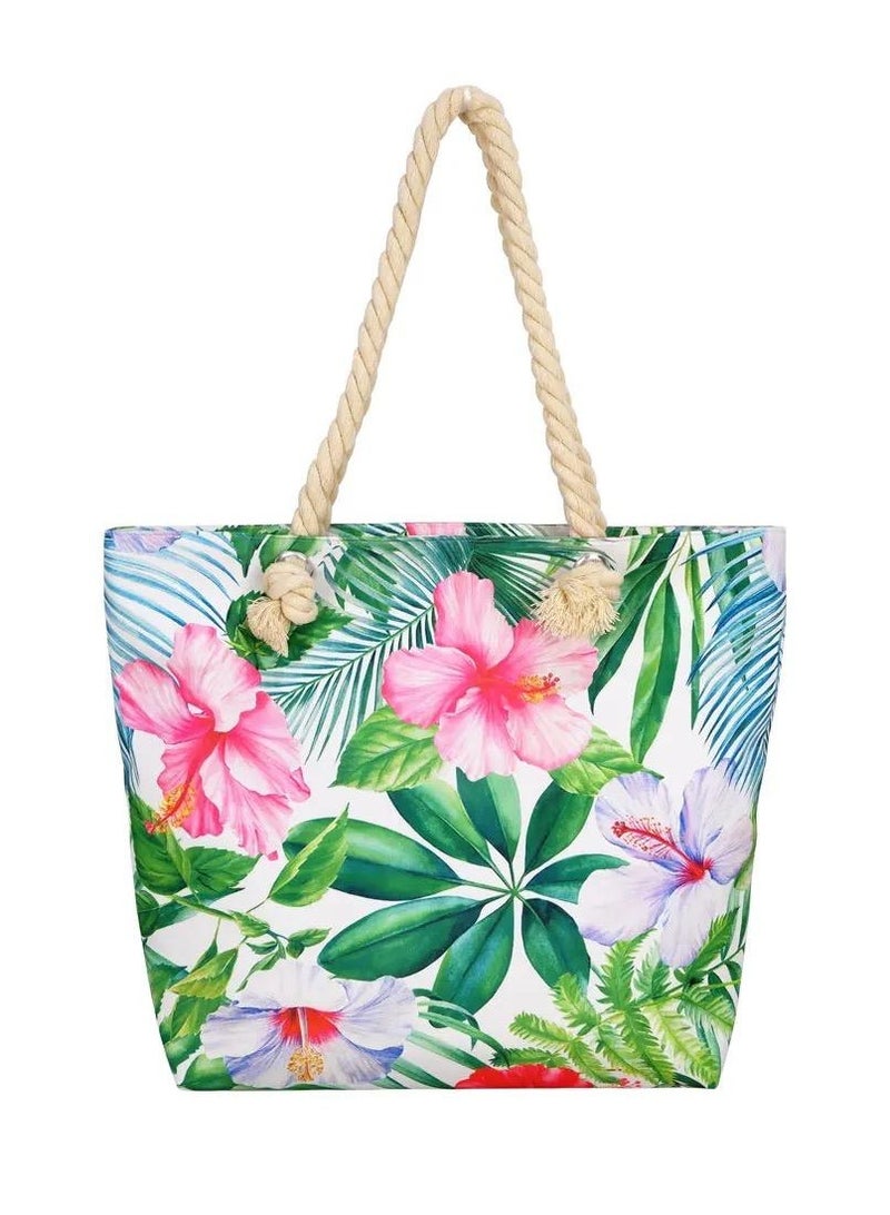 VIO Women Printed Beach Bag Large Tote Bag Waterproof Travel Pool Cloth Reusable Grocery Shopping Shoulder Bag Gym Bag Perfect for Beach Shopping Daily Use Assorted Blue - Image 1