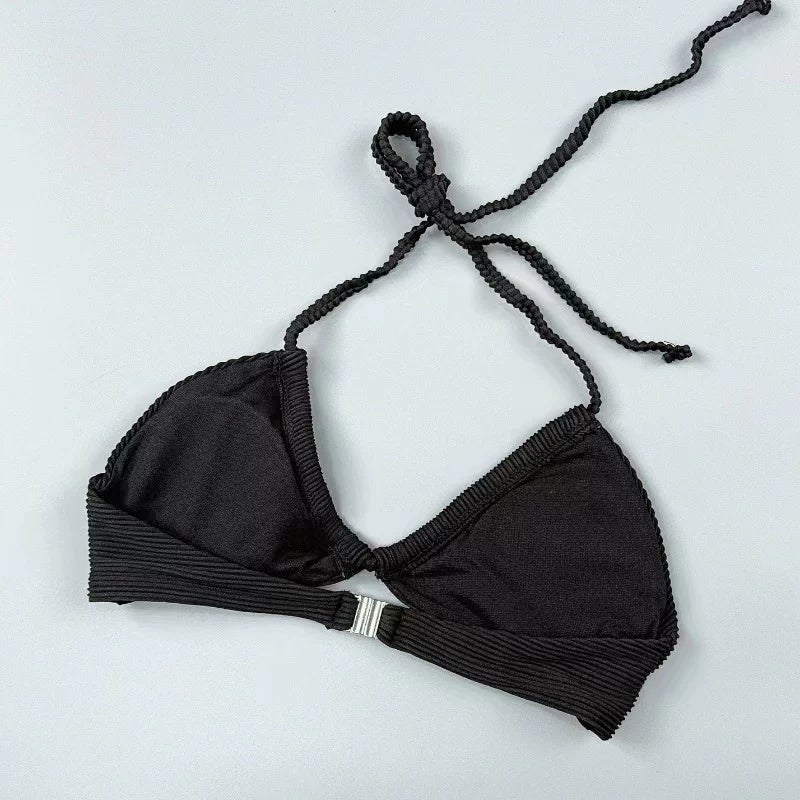 Amber single triangle cup strap bra bikini top women sexy hanging neck vacation hot spring with chest pad - Image 2
