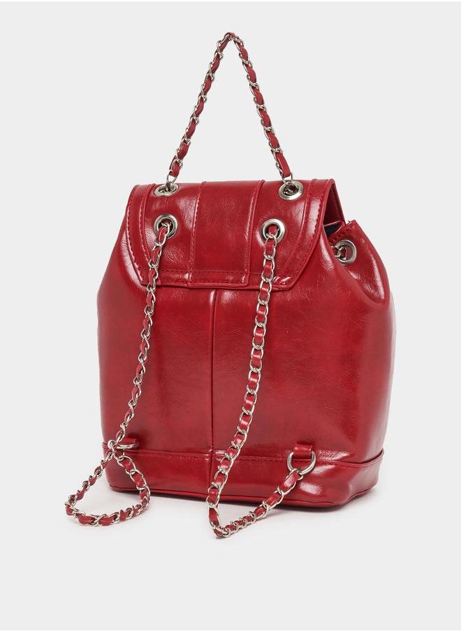 Styli Chain Accent Flap Backpack  - Image 3