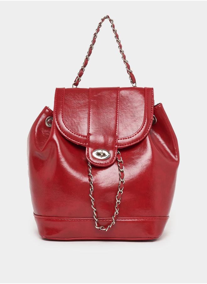 Styli Chain Accent Flap Backpack  - Image 2