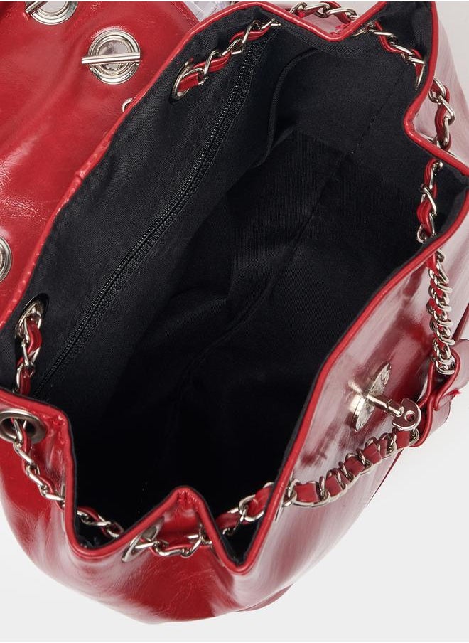 Styli Chain Accent Flap Backpack  - Image 5